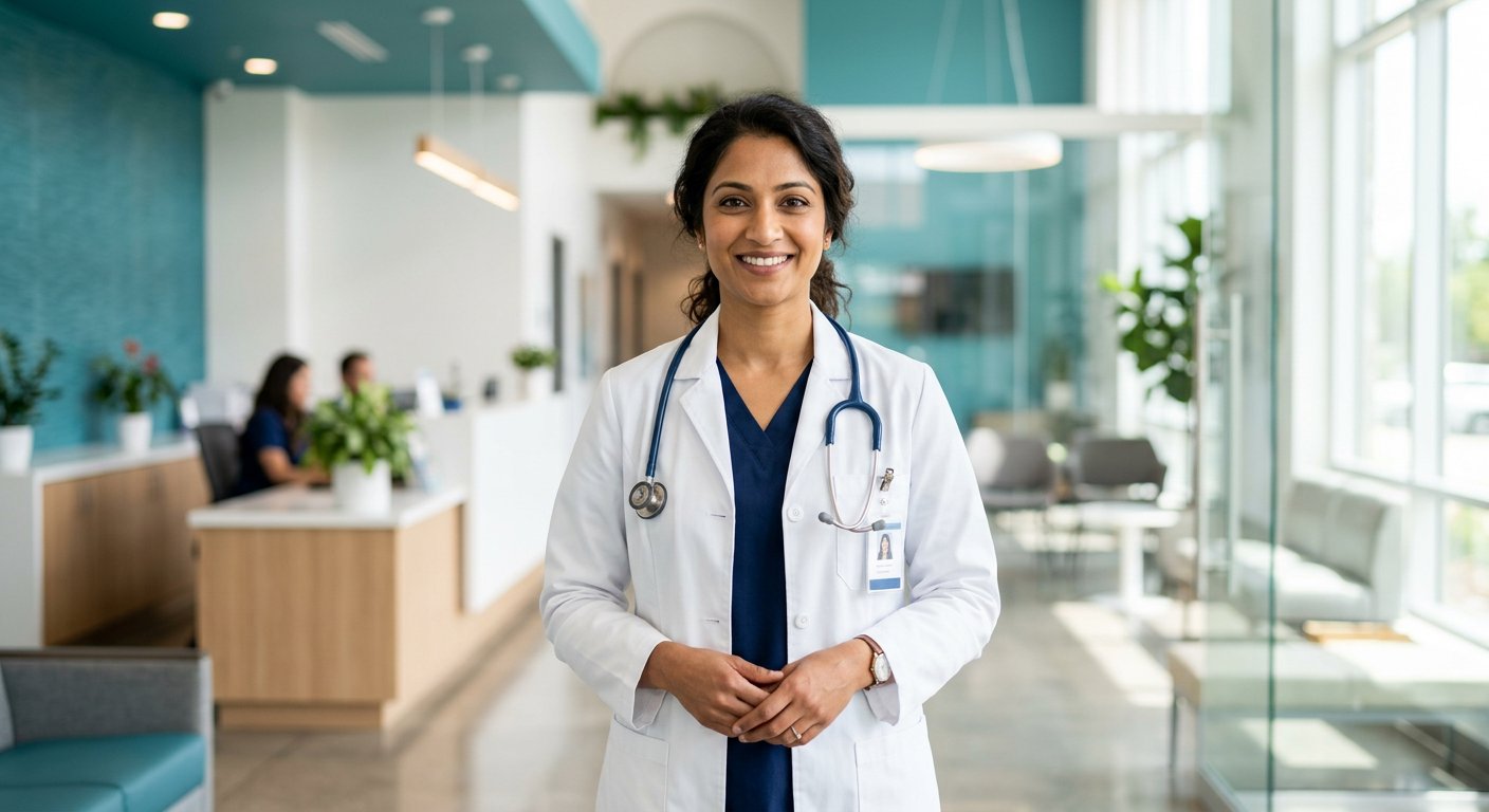 A clinician welcoming a patient at Better Healthy Care